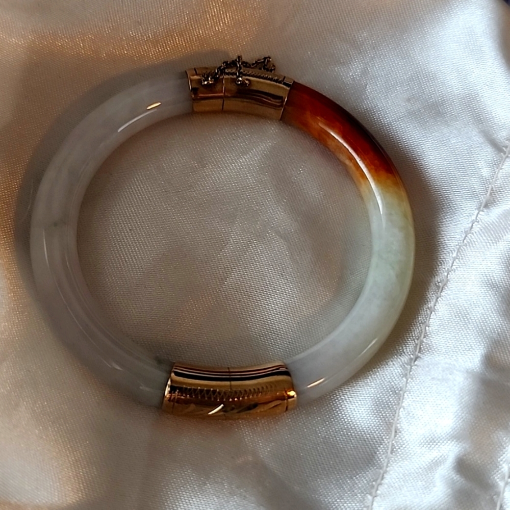 Vintage Jade 14k gold Bracelet - Picture 2 of 6